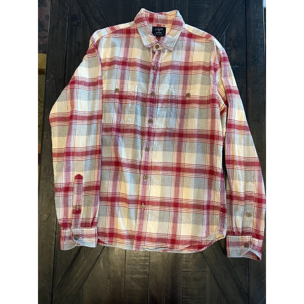J Crew Unisex Medium Classic Fit Mid weight Flannel Shirt 2 pocket style #92937